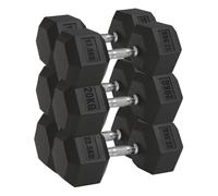 Hex Dumbbell Set 3 Pairs 2.5kg-30kg | Rubber Encased Cast Iron Weights | Strength Training for Home Gym | Optional Rack Stand (Without Rack-back, 2X(17.5+20+22.5)120Kg)