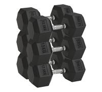 Hex Dumbbell Set 3 Pairs 2.5kg-30kg | Rubber Encased Cast Iron Weights | Strength Training for Home Gym | Optional Rack Stand (Without Rack-back, 2X(12.5+15+17.5)90Kg)