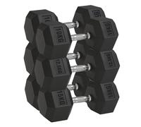Hex Dumbbell Set 3 Pairs 2.5kg-30kg | Rubber Encased Cast Iron Weights | Strength Training for Home Gym | Optional Rack Stand (Without Rack-back, 2X(10+12.5+15)75Kg)