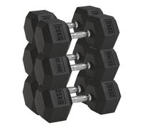 Hex Dumbbell Set 3 Pairs 2.5kg-30kg | Rubber Encased Cast Iron Weights | Strength Training for Home Gym | Optional Rack Stand (Without Rack-back, 2X(20+22.5+25)135Kg)