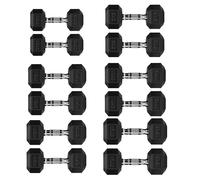 Hex Dumbbell Set, Heavy Duty Rubber Dumbbells Weights Set with Rack or Without Rack, Cast Iron Hand Free Weights for Strength Training (Weights Only, 5+7.5+10+12.5+15+17.5 Kg Pair Set)