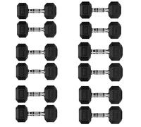 Hex Dumbbell Set, Heavy Duty Rubber Dumbbells Weights Set with Rack or Without Rack, Cast Iron Hand Free Weights for Strength Training (Weights Only, 7+7.5+8+9+10+12.5 Kg Pair Set)