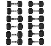 Hex Dumbbell Set, Heavy Duty Rubber Dumbbells Weights Set with Rack or Without Rack, Cast Iron Hand Free Weights for Strength Training (Weights Only, 5+10+15+20+25+30 Kg Pair Set)