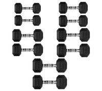 Hex Dumbbell Set with Storage Rack | Heavy Duty Rubber Dumbbells Weights Set for Home Gym (Weights Only, 9+10+12.5+15+17.5 KG Pair Set)