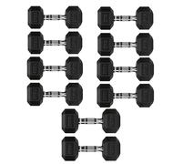 Hex Dumbbell Set with Storage Rack | Heavy Duty Rubber Dumbbells Weights Set for Home Gym (Weights Only, 2.5+5+7.5+10+12.5 KG Pair Set)