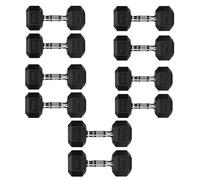 Hex Dumbbell Set with Storage Rack | Heavy Duty Rubber Dumbbells Weights Set for Home Gym (Weights Only, 6+7+8+9+10 6+7+8+9+10)