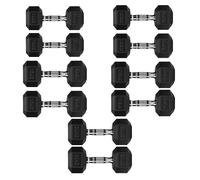 Hex Dumbbell Set with Storage Rack | Heavy Duty Rubber Dumbbells Weights Set for Home Gym (Weights Only, 10+12.5+15+17.5+20 KG Pair Set)