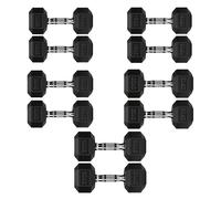 Hex Dumbbell Set with Storage Rack | Heavy Duty Rubber Dumbbells Weights Set for Home Gym (Weights Only, 10+15+20+25+30 KG Pair Set)