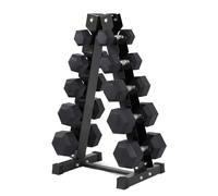 Hex Dumbbell Set with Storage Rack, Rubber Coated Cast Iron Free Weights for Home Gym, Strength Training & Commercial Fitness (2.5-12.5KG SET (5 Pair))