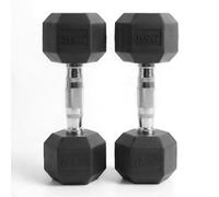 Hex Dumbbells Pair (2.5kg-30kg) | Rubber-Encased Cast Iron Hand Weights Anti-Roll Hex Design Strength Training & Home Gym Fitness Equipment for Men & Women (Black, 27.5KG Pair)