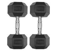 Hex Dumbbells Pair (2.5kg-30kg) | Rubber-Encased Cast Iron Hand Weights Anti-Roll Hex Design Strength Training & Home Gym Fitness Equipment for Men & Women (Black, 12.5KG Pair)