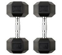 Hex Dumbbells Pair (2.5kg-30kg) | Rubber-Encased Cast Iron Hand Weights Anti-Roll Hex Design Strength Training & Home Gym Fitness Equipment for Men & Women (Black, 10KG Pair)