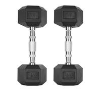 Hex Dumbbells Pair (2.5kg-30kg) | Rubber-Encased Cast Iron Hand Weights Anti-Roll Hex Design Strength Training & Home Gym Fitness Equipment for Men & Women (Black, 5KG Pair)