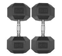 Hex Dumbbells Pair (2.5kg-30kg) | Rubber-Encased Cast Iron Hand Weights Anti-Roll Hex Design Strength Training & Home Gym Fitness Equipment for Men & Women (Black, 30KG Pair)