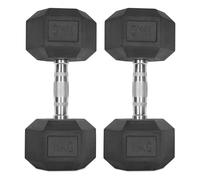 Hex Dumbbells Pair (2.5kg-30kg) | Rubber-Encased Cast Iron Hand Weights Anti-Roll Hex Design Strength Training & Home Gym Fitness Equipment for Men & Women (Black, 15KG Pair)