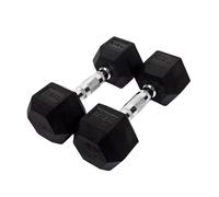 Hex Dumbbells Pair (2.5kg-30kg) | Rubber-Encased Cast Iron Hand Weights | Anti-Roll Hex Design | Strength Training & Home Gym Fitness Equipment for Men & Women (Black, 17.5KG Pair)