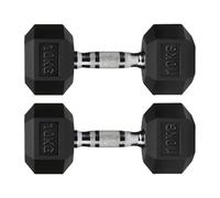Hex Dumbbells Rubber Coated Cast Iron, Knurled Metal Handles, Anti-Roll Hex Design for Home Gym Strength Training and Weight Lifting, 1kg to 30kg Pairs and Sets (10kg-Pair)