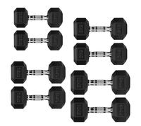Hex Dumbbells Rubber Coated Cast Iron, Knurled Metal Handles, Anti-Roll Hex Design for Home Gym Strength Training and Weight Lifting, 1kg to 30kg Pairs and Sets (2.5 to 10kg Set- 2.5kg Increment)