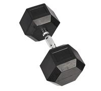 Hex Dumbbells - Rubber Encased Hexagonal Cast Iron Hand Weights - Heavy Duty Commercial Dumbbell Weights Set for Weight Training Home Gym - Chrome Handle Single & Sets (7.5kg x 1 (Single))
