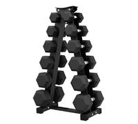 Hex Dumbbells Set, 6 Pairs 1-10kg, Anti-Roll, Weights for Home Gym Workouts | 6-Pair Dumbbell Set: Rubber-encased cast iron hex dumbbells with anti-roll heads and knurled chrome grips