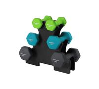 Songmics Hex Dumbbells Set With Stand - 2 X 1 Kg, 2 X 2 Kg, 2 X 3 Kg, Multi