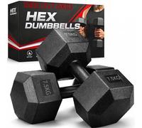 Hex Dumbbells Set Hand Weights, Plastic Dumbells Pair For Workouts Dumbbell Set For Home Training & Gym Free Weights Set, Anti Slip & Anti Roll (15KG (2x 7.5KG))