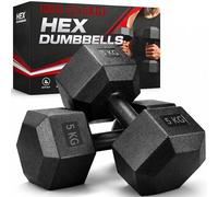 Hex Dumbbells Set Hand Weights, Plastic Dumbells Pair For Workouts Dumbbell Set For Home Training & Gym Free Weights Set, Anti Slip & Anti Roll (10KG (2x 5KG))