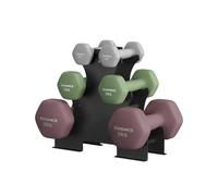 Hex Dumbbells Set, Light Grey + Ivy Green + Wine Red