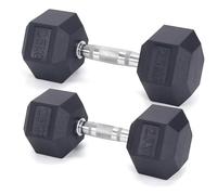 Hex Dumbbells Set - Odourless Rubber Encased Hex Dumbbells with Metal Handles - Anti-Rolling Design for Weightlifting, Strength Training, Bodybuilding & Home Gym Workouts (Black, Pair 2.5kg)