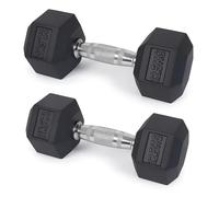 Hex Dumbbells Set - Rubber Encased Anti-Roll Hand Weights with Chrome Handles for Strength Training, Weightlifting & Home Gym - Single or Pair - 2.5kg to 20kg (Pair 12.5kg / 27.5lbs)