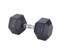 Hex Dumbbells Set - Rubber Encased Anti-Roll Hand Weights with Chrome Handles for Strength Training, Weightlifting & Home Gym - Single or Pair - 2.5kg to 20kg (Single 15kg / 33lbs)