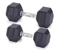 Hex Dumbbells Set - Rubber Encased Anti-Roll Hand Weights with Chrome Handles for Strength Training, Weightlifting & Home Gym - Single or Pair - 2.5kg to 20kg (Pair 2.5kg / 5.5lbs)
