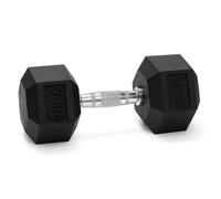 Hex Dumbbells Set - Rubber Encased Anti-Roll Hand Weights with Chrome Handles for Strength Training, Weightlifting & Home Gym - Single or Pair - 2.5kg to 20kg (Single 20kg / 44lbs)