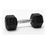 Hex Dumbbells Set - Rubber Encased Anti-Roll Hand Weights with Chrome Handles for Strength Training, Weightlifting & Home Gym - Single or Pair - 2.5kg to 20kg (Single 5kg / 11lbs)