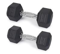 Hex Dumbbells Set - Single or Pair | Poly-Rubber Coated Weights for Home Gym & Strength Training | Anti-Roll Design & Knurled Steel Grip | 2.5kg-20kg (5.5lbs-44lbs)