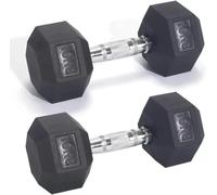 Hex Dumbbells Set - Single or Pair Rubber Encased Free Weights with Knurled Steel Handle, Anti-Roll Dumbbell Weights for Home Gym Strength Training & Fitness, 2.5kg/5.5lbs-20kg/44lbs