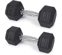 Hex Dumbbells Set - Single or Pair Rubber Encased Free Weights with Knurled Steel Handle, Anti-Roll Dumbbell Weights for Home Gym Strength Training & Fitness, 2.5kg/5.5lbs-20kg/44lbs