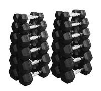 Hex Dumbbells Sets 2.5-60kg | Heavy-Duty Rubber-Coated Cast Iron Weights, Anti-Roll Hex Design,Ideal for Home Gym, Bodybuilding & Strength Training