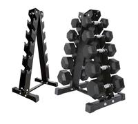 Hex Dumbbells Weight 5 Pair Set (5kg to 25kg) with Rack Rubber Encasing | Cast Iron Strength Training Equipment, Gym Workout, Fitness, And Exercise for Men & Women