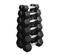 Hex Dumbbells Weight Set 6 Pairs (2.5kg-30kg) | Rubber Encased Cast Iron Dumbbells | Strength Training Equipment for Home Gym, Fitness & Workout (Without Rack-Black, 2(7.5+10+12.5+15+17.5+20)165Kg)