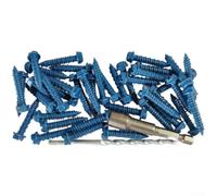 Hex Head Concrete Screws Blue Masonry Fixings for Solid Brick Stone Drywall with Drill Bit Wrench(80pcs)