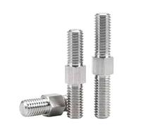 Hex Head Double End Thread Rod, 304 Stainless Steel Double-End Thread Stud Bolt Hex Left Right M3-M16(M3x50 2 Pcs)