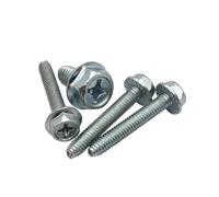 Hex Head Flange Bolts, M4 M5 Phillips External Hex Screw Flange Self-Locking Bolts Galvanized Grade 8.8 Cross Screws 20Pcs(M4x8mm)