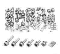Hex Head Screw Set, 72-Piece 304 Stainless Steel with Flat Washers Square Nuts for Fastening Hardware Assembly Kit Components