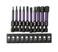 Hex Head Screwdriver Bit Set 1/4 Inch Shank Magnetic H1.5-H6 50mm for Electric Screwdrivers and Hand Drills with Bit Holder 10 Pcs