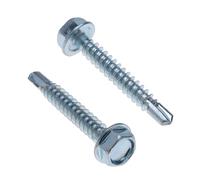 Hex Head Self-Drilling Metal Screws 5.5mm x 60mm, Zinc-Plated Tek Screws, Self-Tapping Hexagon Washer Head Fasteners with Drill Point, for Sheet Metal, Framing, Deck, Fence, HVAC and Ductwork (50 pcs)