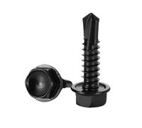 Hex-head self-drilling screws, black zinc-plated 410 sheet metal self-tapping screws(63mm,M6.3 10pcs)