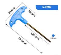 Hex Key Wrench Set Alloy T-Handle Tool for H2-H10 Sizes 73mm Head Width, 125-175mm Total Length for Furniture Assembly, Milling Cutter(H5)