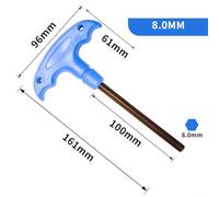 Hex Key Wrench Set Alloy T-Handle Tool for H2-H10 Sizes 73mm Head Width, 125-175mm Total Length for Furniture Assembly, Milling Cutter(H8)