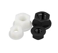 Hex Nut 10/50pcs M3 M4 M5 M6 M8 M10 M12 Black White Flat Plastic Nylon Insulation Hexagonal Hex Head Flange Nut(WHITE,10pcs M10)